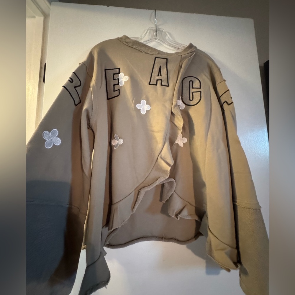 Brand New Pol Peace Sign Sweatshirt with Floral Accents - Picture 4 of 8